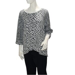 Shannon Ford‎ Zebra Print Cotton Pullover Sweater Size XL
